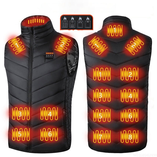 17PCS Heated Jacket Fashion Men Women Coat Intelligent USB Electric Heating Thermal Warm Clothes Winter Heated Vest